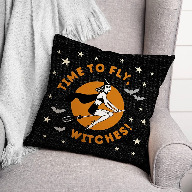 Time to Fly Witches 18" x 18" Throw Pillow