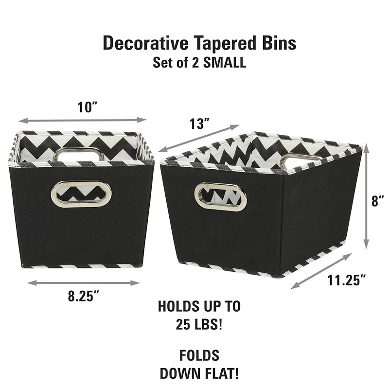 Household Essentials Chevron Fabric Tapered Storage Bins