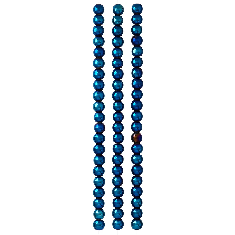 Iris Blue Round Glass Beads, 8mm by Bead Landing™