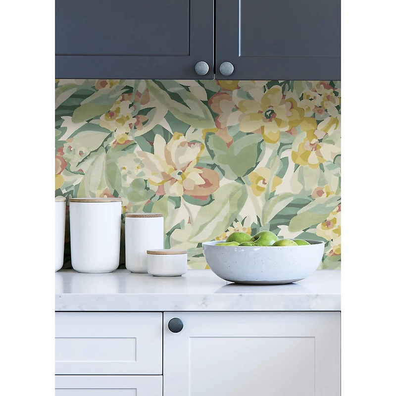 Caroline et Bettina Yellow Belles Fleurs Peel & Stick Wallpaper