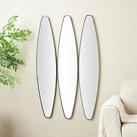 10" x 47" Black Metal  Elongated Oval Wall Mirror Set