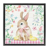 Stupell Industries Easter Bunny & Chicks Floater Framed Art