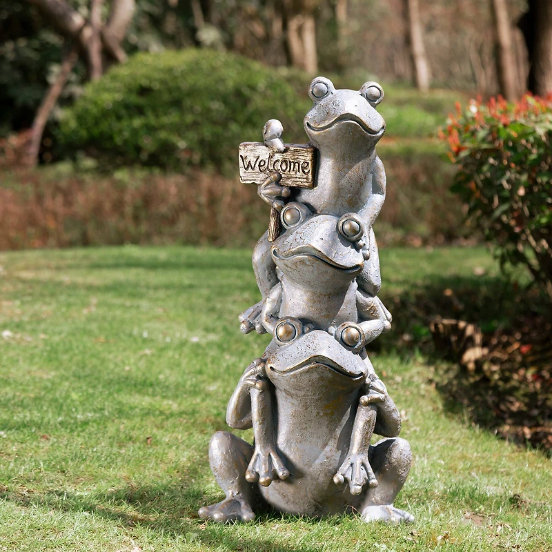 Glitzhome® 28" Bronze Stacked Frog Statue