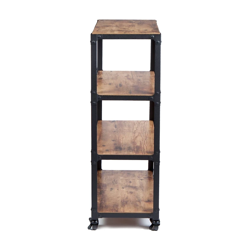Mind Reader 39.2" Brown & Black 4-Tier Rolling Bar Cart