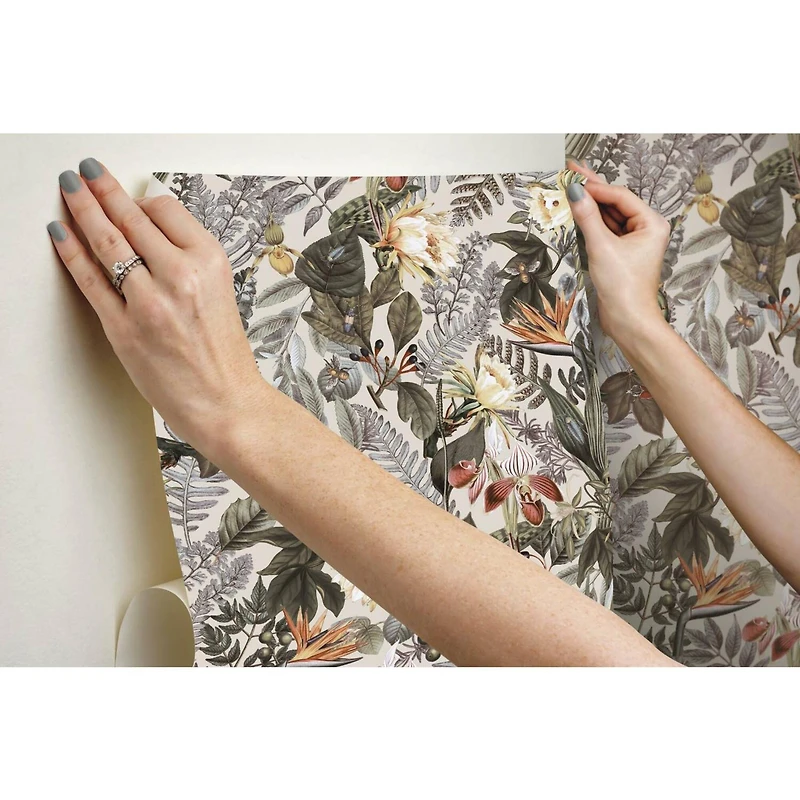 RoomMates Tropical Flowers Peel & Stick Wallpaper