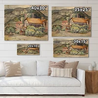 Designart - Greek Landscape Off The Coast Of The Aegean Sea - Traditional Print on Natural Pine Wood
