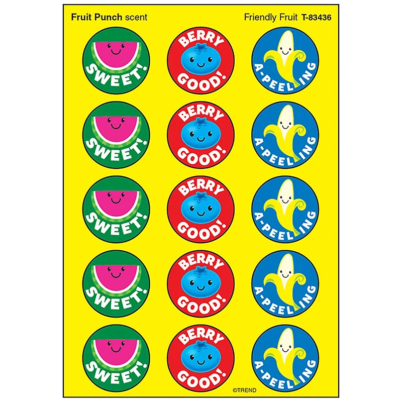 Trend Enterprises® Stinky Stickers® Friendly Fruit/Fruit Punch, 6 Packs of 60ct.