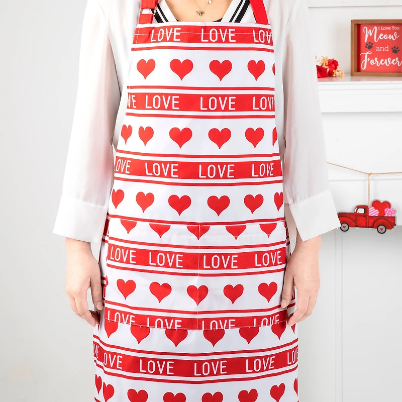 Glitzhome® 31.25" Fabric Valentine's Heart Apron