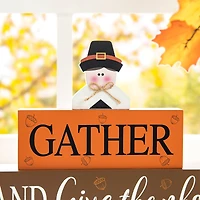 Glitzhome® 9.5" Thanksgiving Wooden Pilgrim Table Block Sign