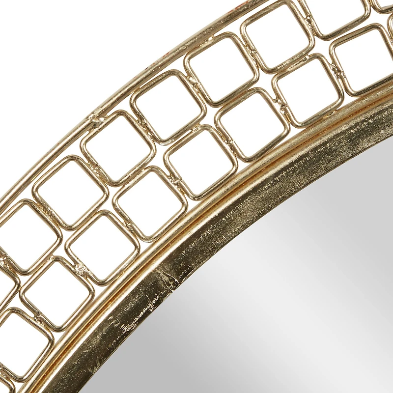 37" Gold Metal Contemporary Round Wall Mirror