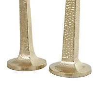 Gold Aluminum Tall Hammered Candle Holder Set