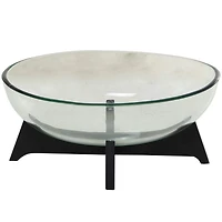 18" Clear Glass Kitchen Serving Bowl with Black Wooden Base