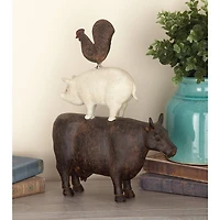 14" Brown Polystone Farmhouse Animals Sculpture