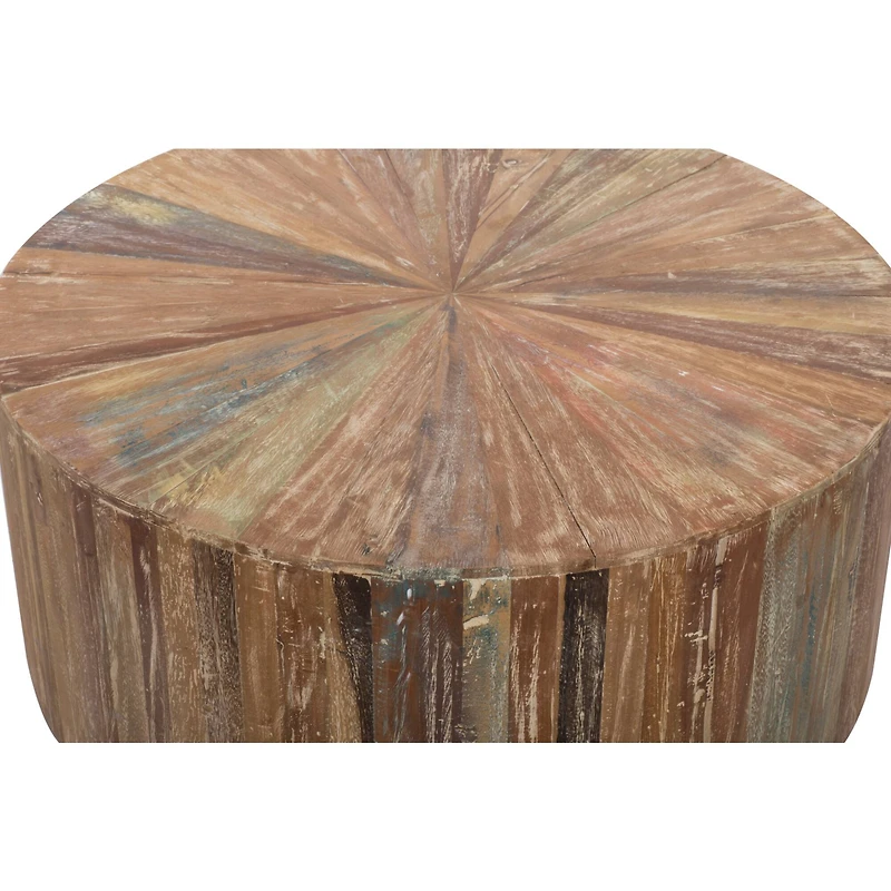 Brown Reclaimed Wood Rustic Coffee Table, 16" x 38" x 38"