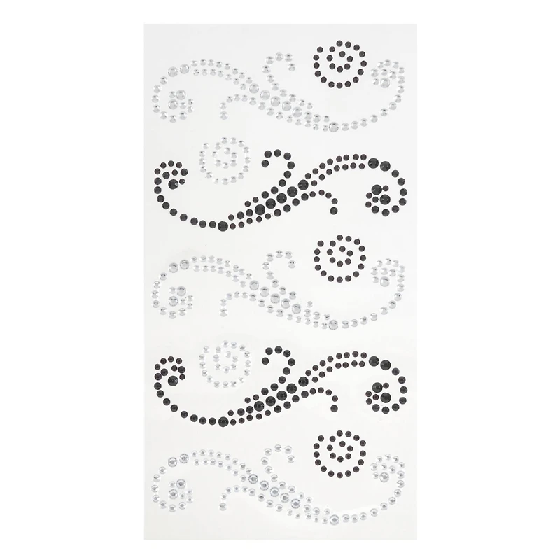 12 Packs: 10 ct. (120 total) Black & Silver Rhinestone Flourish Stickers by Recollections™