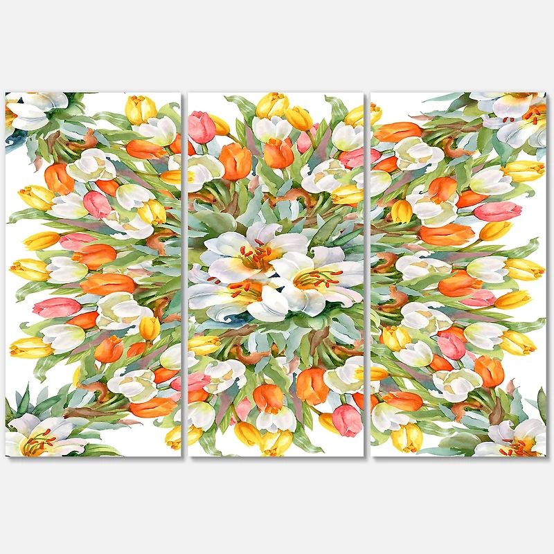 Designart - Blooming White and Orange Tulips II