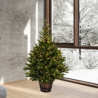 5ft. Pre-Lit Reeder Pine Artificial Christmas Tree In Barrel Planter, Clear Dura-Lit® LED Lights