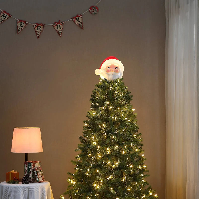 Mr. Christmas 12" Santa Blow Mold Lit Tree Topper