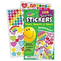 Trend Enterprises® Sparkly Stars, Hearts, & Smiles Sticker Pad, 6 Pads of 336