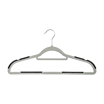 Honey Can Do Gray & Black Anti-Slip Rubber Grip Plastic Hangers, 15ct.