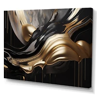 Designart "Gold And Black Captivating Marble Ii" Abstract Marble Wall Decor