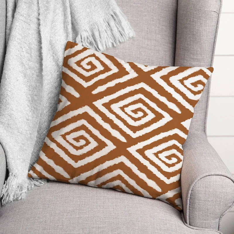 Teracotta Swirls Throw Pillow 18" x 18"
