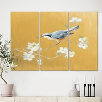 Designart - Gold Bird on Blossoms II