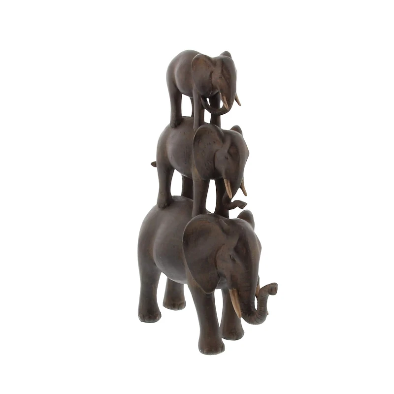 14" Brown Eclectic Elephant Sculpture
