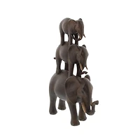 14" Brown Eclectic Elephant Sculpture