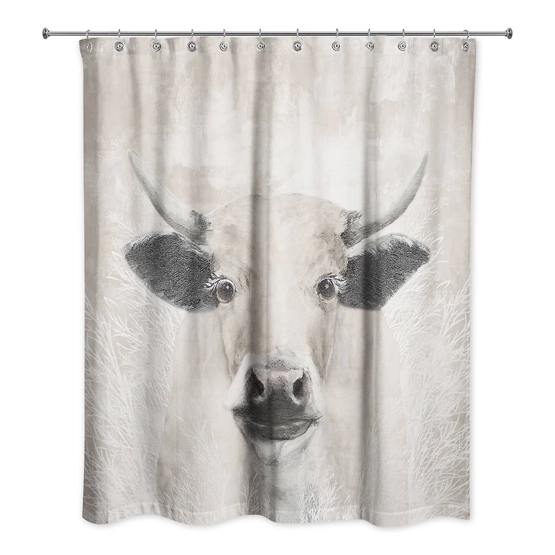 Creamy Tonal Cow 71" x 74" Shower Curtain