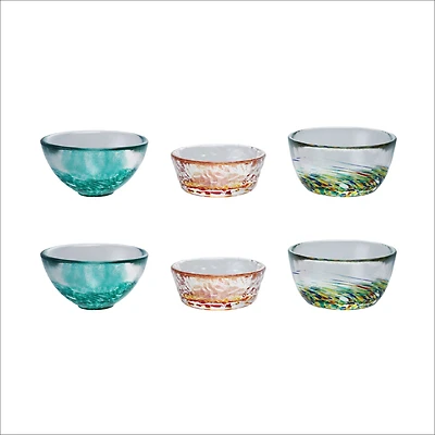 Hello Honey 6-Piece Hand-Blown Confetti Glass Pinch Pot, Multicolor