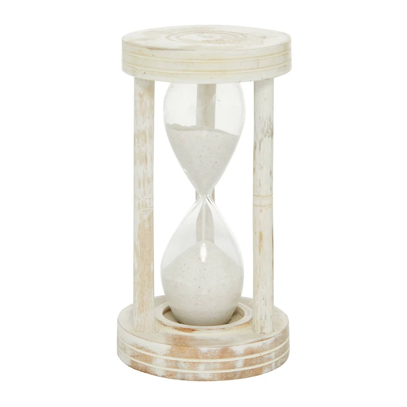12" White Mango Wood Hourglass Timer