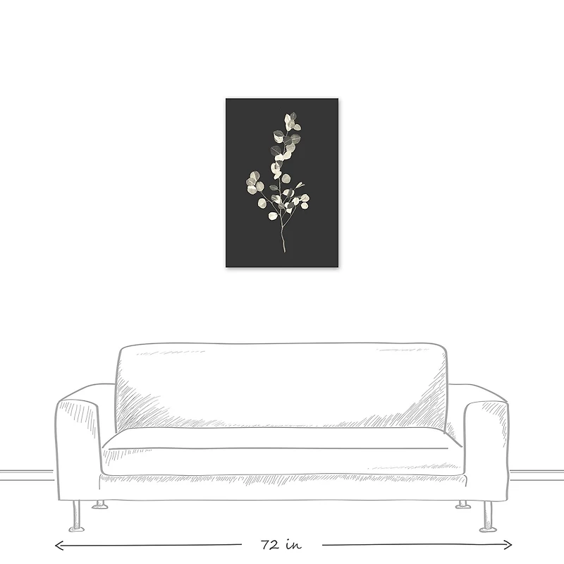 Cream Eucalyptus On Charcoal Canvas Wall Art