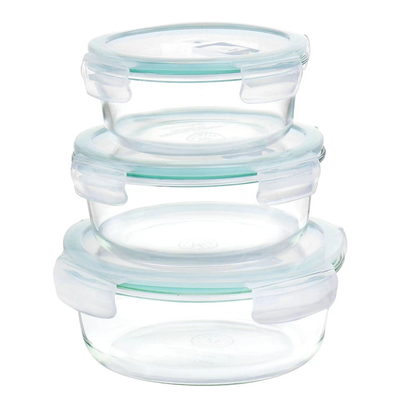 Martha Stewart Round Glass Storage Container Set with Leak Proof Lids