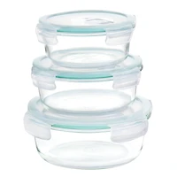 Martha Stewart Round Glass Storage Container Set with Leak Proof Lids