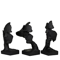 Black Polystone Face Sculpture Set