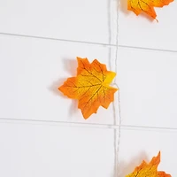 5ft. Pre-Lit Autumn Maple Leaf Artificial Fall Garland with 10 Warm White LED String Lights - Set of 3