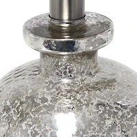 Lalia Home 20" Mercury Hammered Glass Jar Table Lamp with White Shade