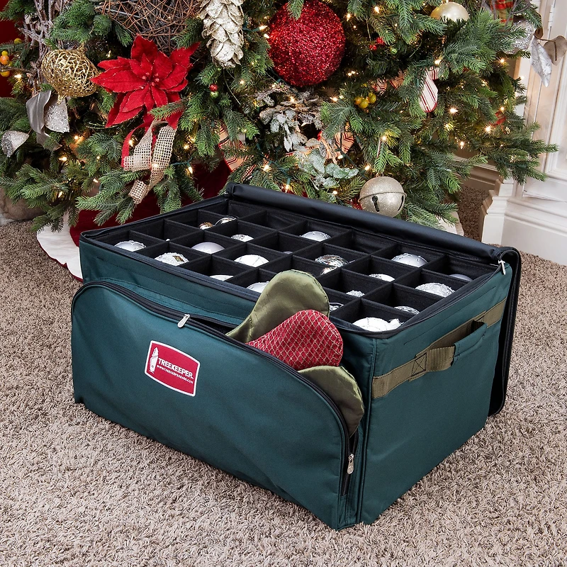 TreeKeeper 72ct. 4" Christmas Ornament Storage Box with Front Pocket