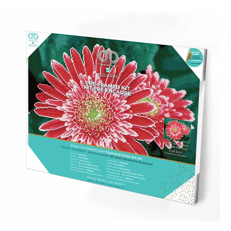 Diamond Dotz® Intermediate Pink Gerberas Pre-Framed Diamond Painting Kit