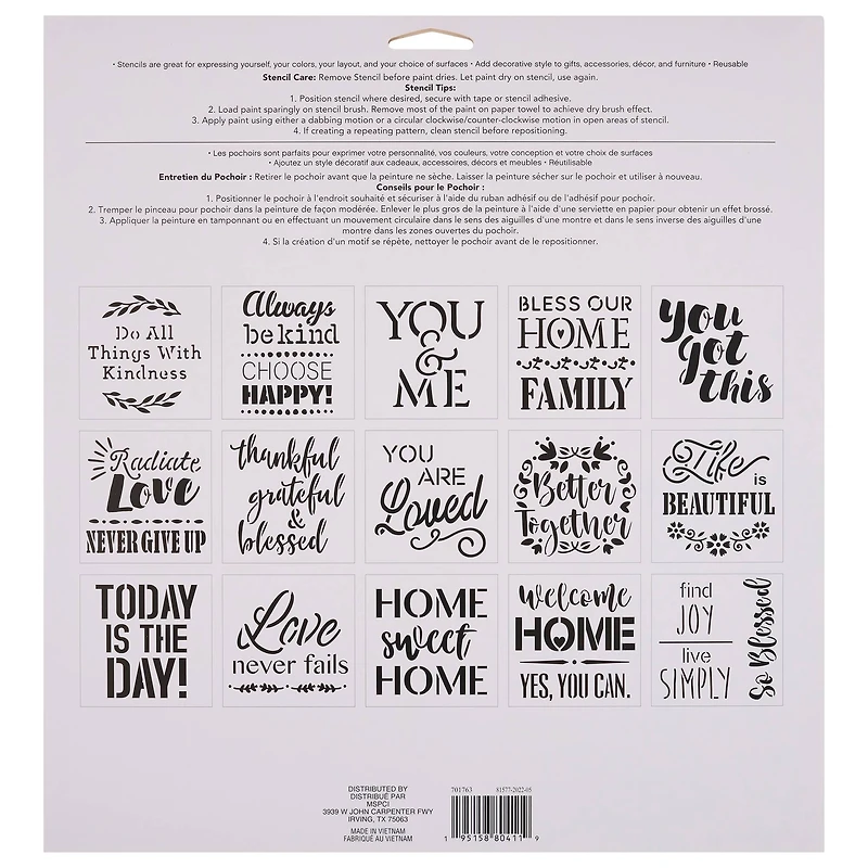 Sentiment Stencils, 12" x 12" by Craft Smart®