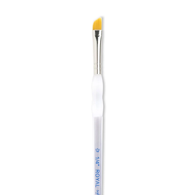 Soft-Grip Golden Taklon Long Handle Angular Brush, 1/4"