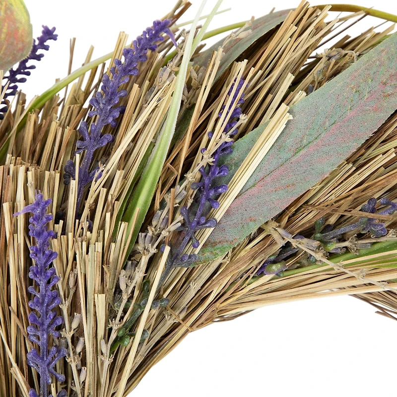 14" Artificial Grass and Lavender Spring Wreath