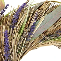 14" Artificial Grass and Lavender Spring Wreath
