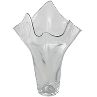 Clear Tulip-Inspired Glass Vase with Wavy Opening