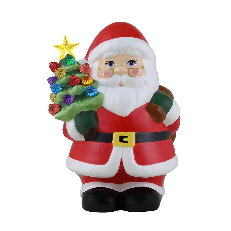 9" Nostalgic Ceramic Lit Santa