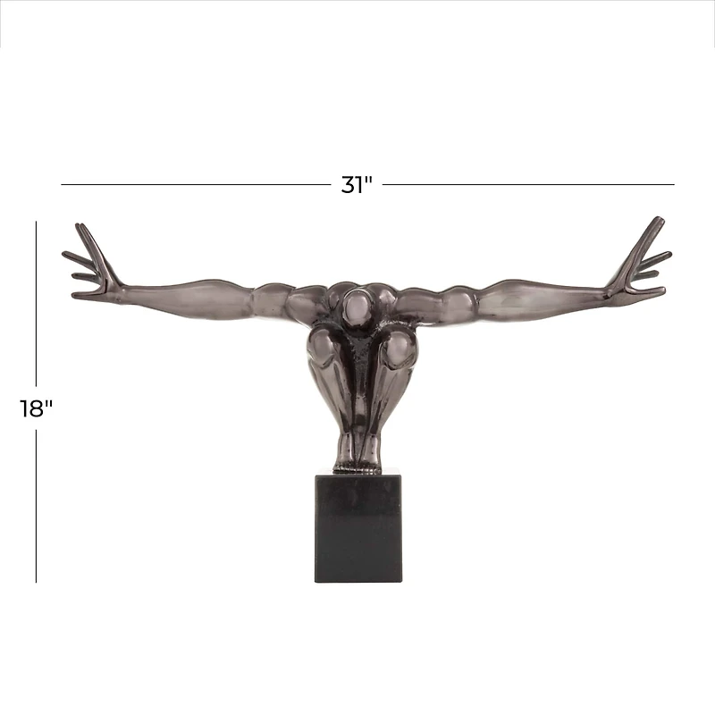 Black Aluminum Contemporary Sculpture, 18" x 31" x 5"