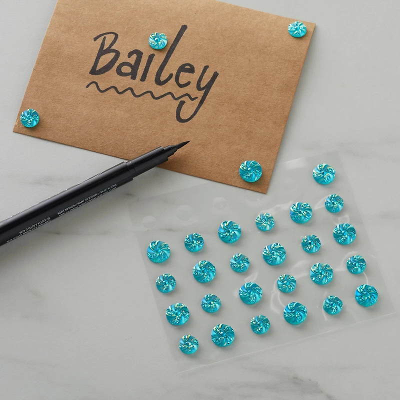 12 Packs: 30 ct. (360 total) Aqua Iridescent Pinwheel Bling Stickers by Recollections™