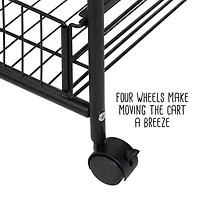 Honey Can Do Black & Natural 3-Tier Slim Rolling Cart