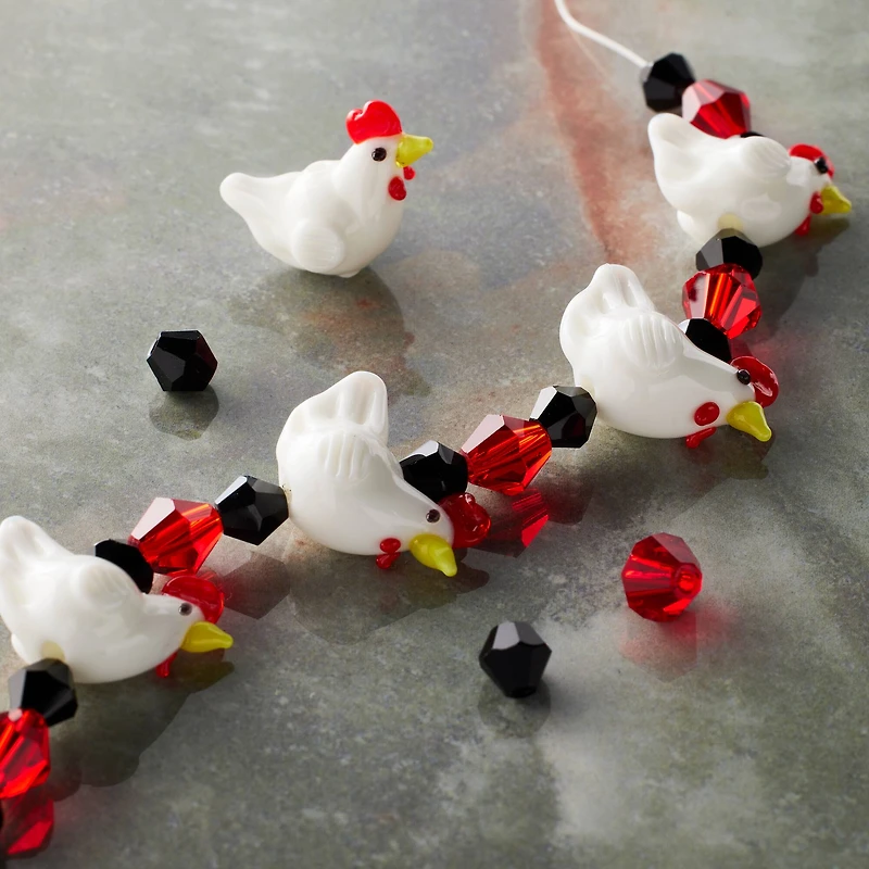 White Hen Lampwork Glass Bead Mix by Bead Landing™